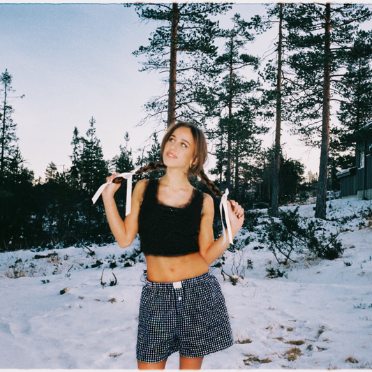 Black checkered shorts